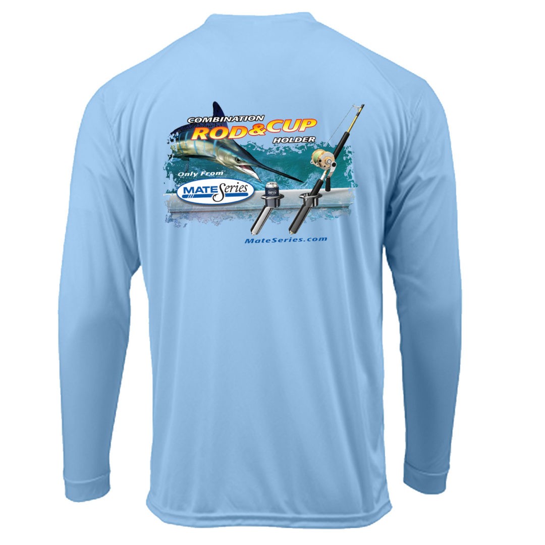Mens Long Sleeve Microfiber Shirt (Blue Mist) - Fishing Rod