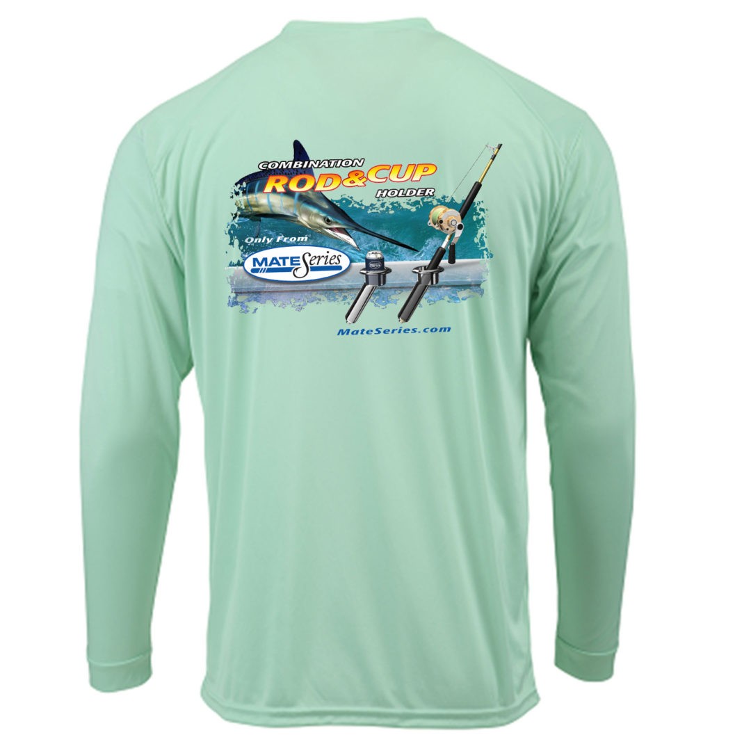 Mens Long Sleeve Microfiber Shirt (Mint Green) - Fishing Rod Holders, Boat  Rod Holders