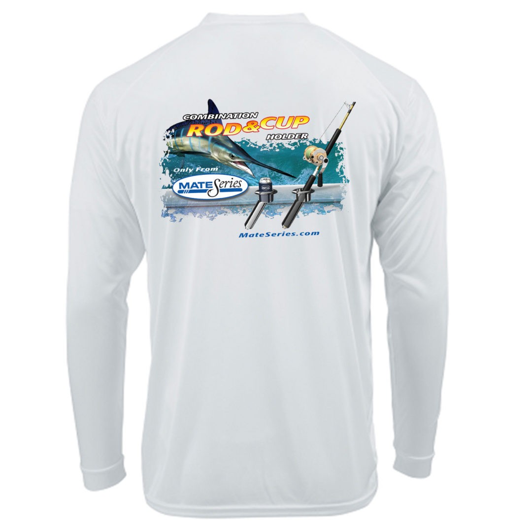 Mens Long Sleeve Microfiber Shirt (White) - Fishing Rod Holders